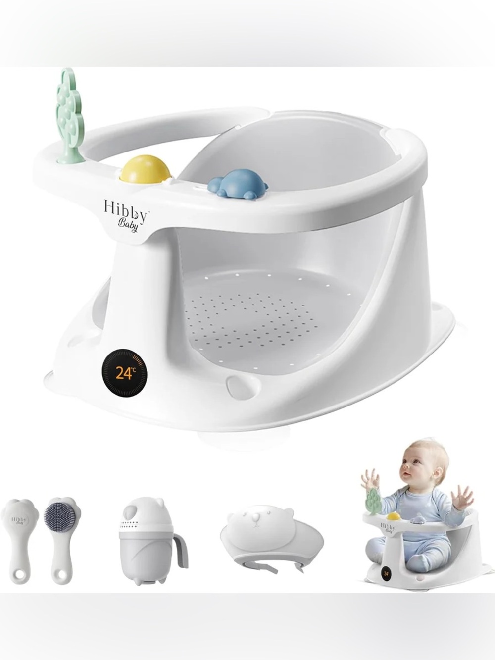 Hibby Baby Bath Seat | Canadian Brand | Integrated Thermometer And Accessories 🆕